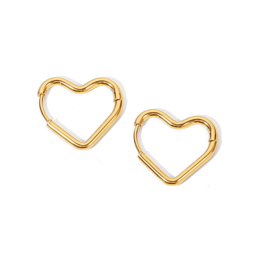 French Style Earrings Stainless Steel Plated18K Gold Heart Earrings Versatile Earrings for Women
