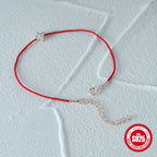 925 Sterling Silver Flower Inlaid Diamond Red Rope Bracelet For Women