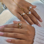 2H Zircon Ring Non-Fading Necklace Women's Finger Bracelet Stainless Steel Jewelry