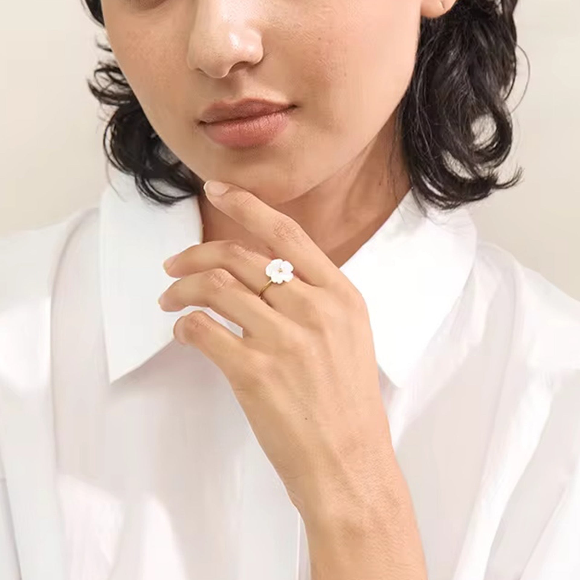 Floral Stainless Steel Ring in Gold-Tone for private-label fashion jewelry buyers