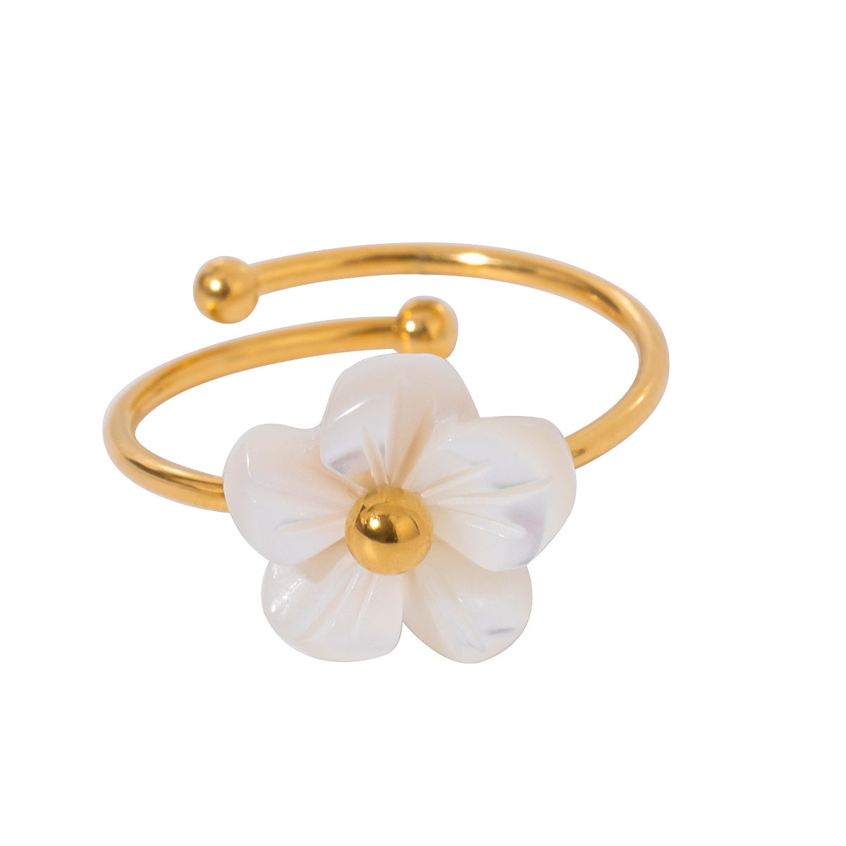 Floral Stainless Steel Ring in Gold-Tone with gold-tone stainless steel construction
