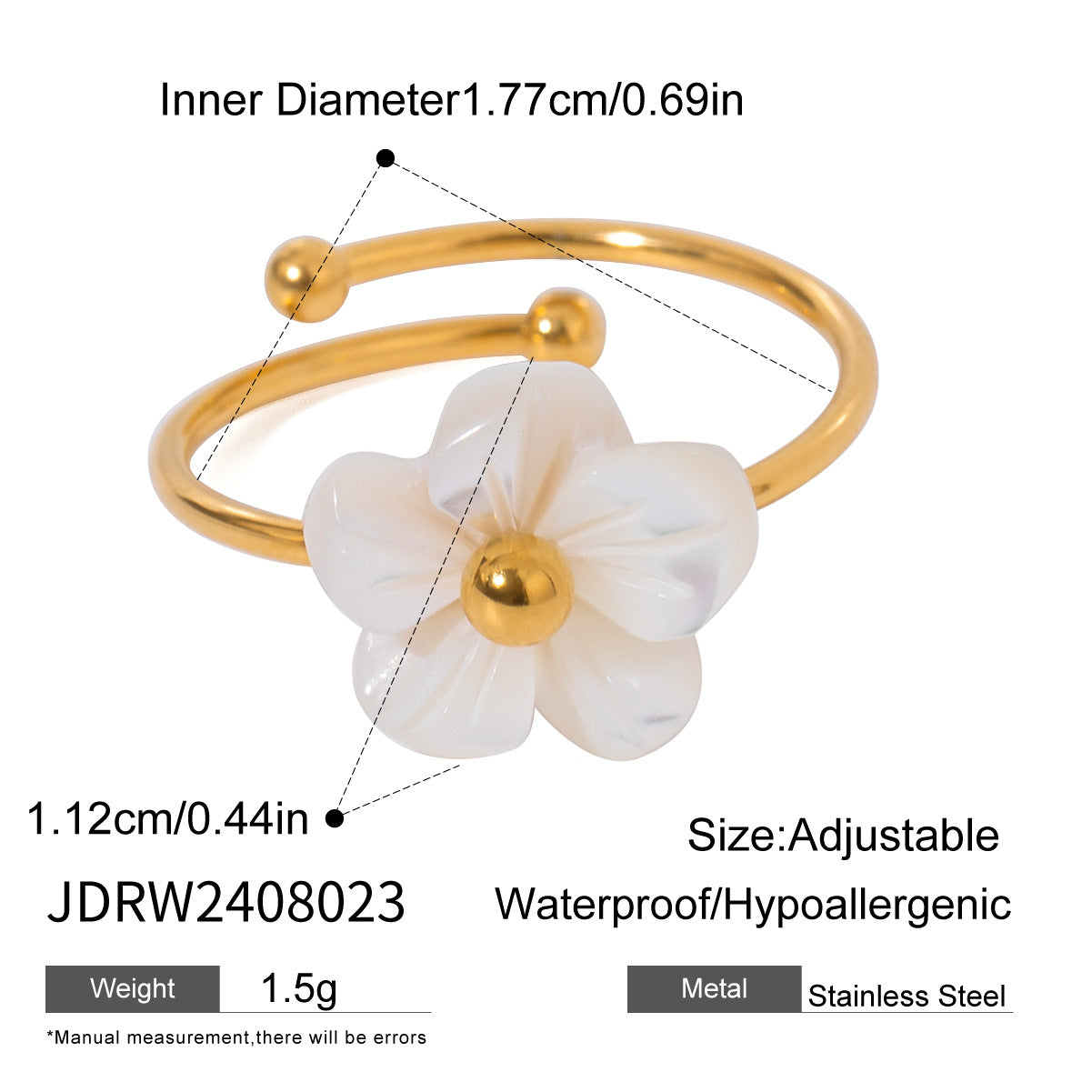 Floral Stainless Steel Ring in Gold-Tone styled for independent jewelry boutiques