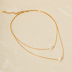 Freshwater Pearl Layered Stainless Steel Necklace in 18K Gold-Tone for private-label fashion jewelry buyers