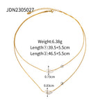 Freshwater Pearl Layered Stainless Steel Necklace in 18K Gold-Tone with a layered design profile
