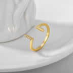 Gold-Plated Brass Double-T Layered CZ Adjustable Ring styled for independent jewelry boutiques