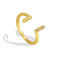 Gold-Plated Brass Double-T Layered CZ Adjustable Ring featuring cubic zirconia and a gold-tone finish — jewelry finish and design detail