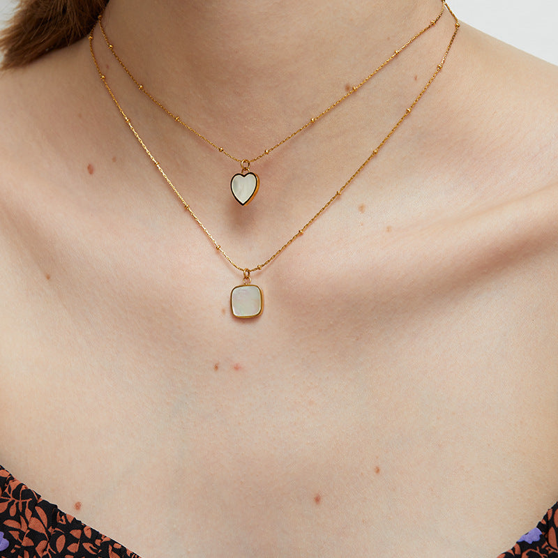 Gold-Plated Brass Shell Necklace with chain design details