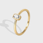 Gold-Plated Brass Square Red CZ Ring with cubic zirconia design details
