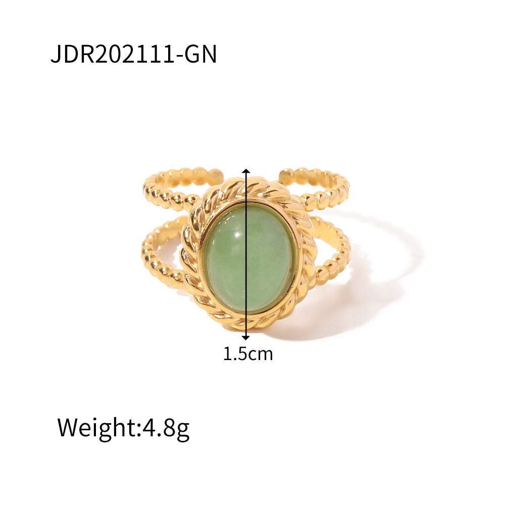 Gold-Plated Brass Vintage-Inspired Stone Adjustable Ring for curated everyday jewelry assortments