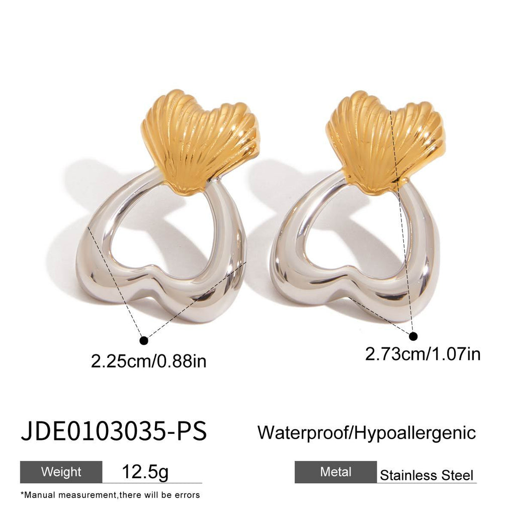 Gold-Tone Cubic Zirconia Stainless Steel Stud Earrings with gold-tone stainless steel construction