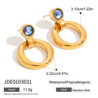 Gold-Tone Cubic Zirconia Stainless Steel Stud Earrings styled for independent jewelry boutiques