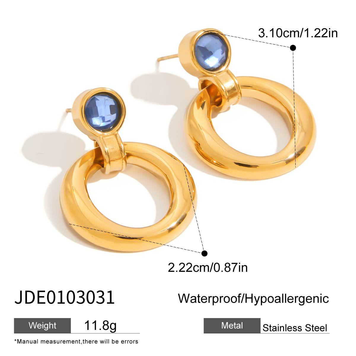 Gold-Tone Cubic Zirconia Stainless Steel Stud Earrings styled for independent jewelry boutiques