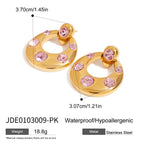 Gold-Tone Cubic Zirconia Stainless Steel Stud Earrings with a stud design profile
