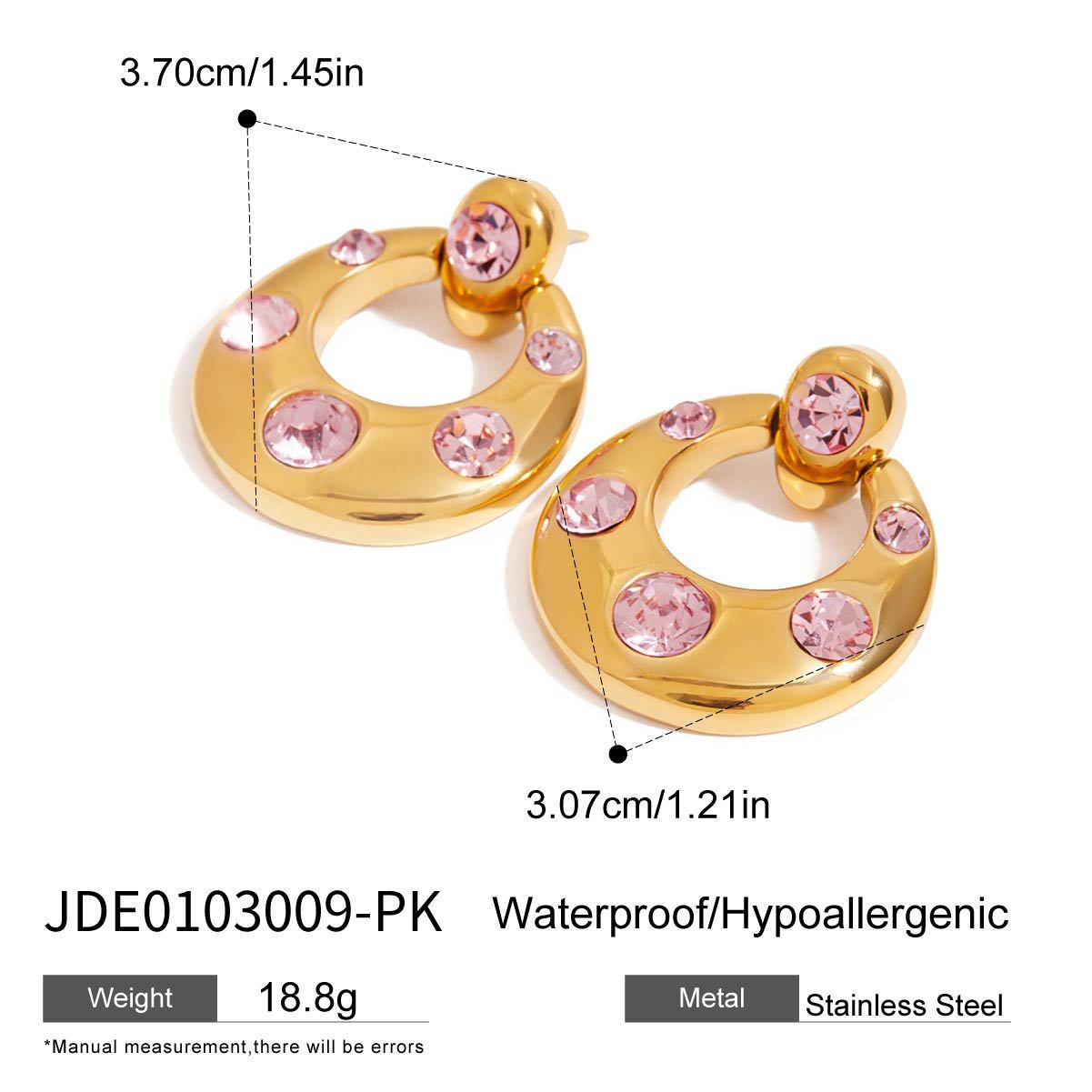 Gold-Tone Cubic Zirconia Stainless Steel Stud Earrings with a stud design profile