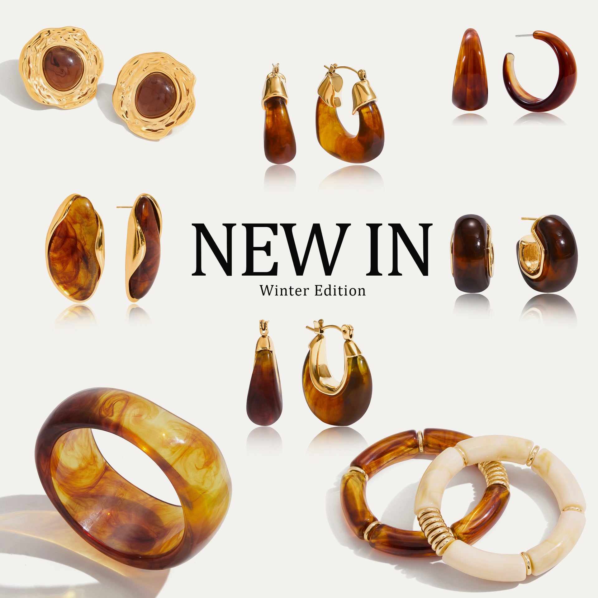 Resin Stainless Steel Bracelet in Gold-Tone for boutique wholesale jewelry collections