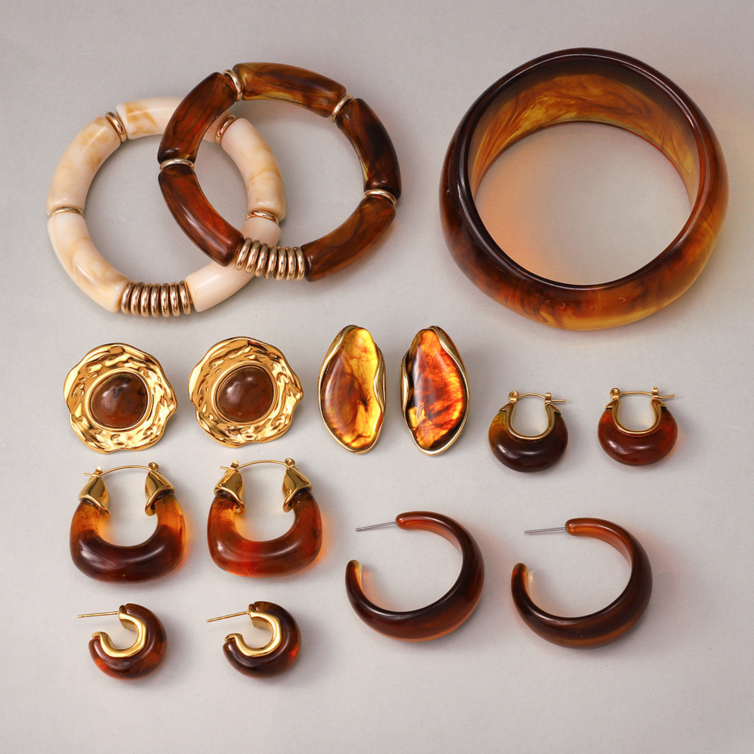 Resin Stainless Steel Bracelet in Gold-Tone featuring contemporary detailing