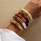 Resin Stainless Steel Bracelet in Gold-Tone with polished design details