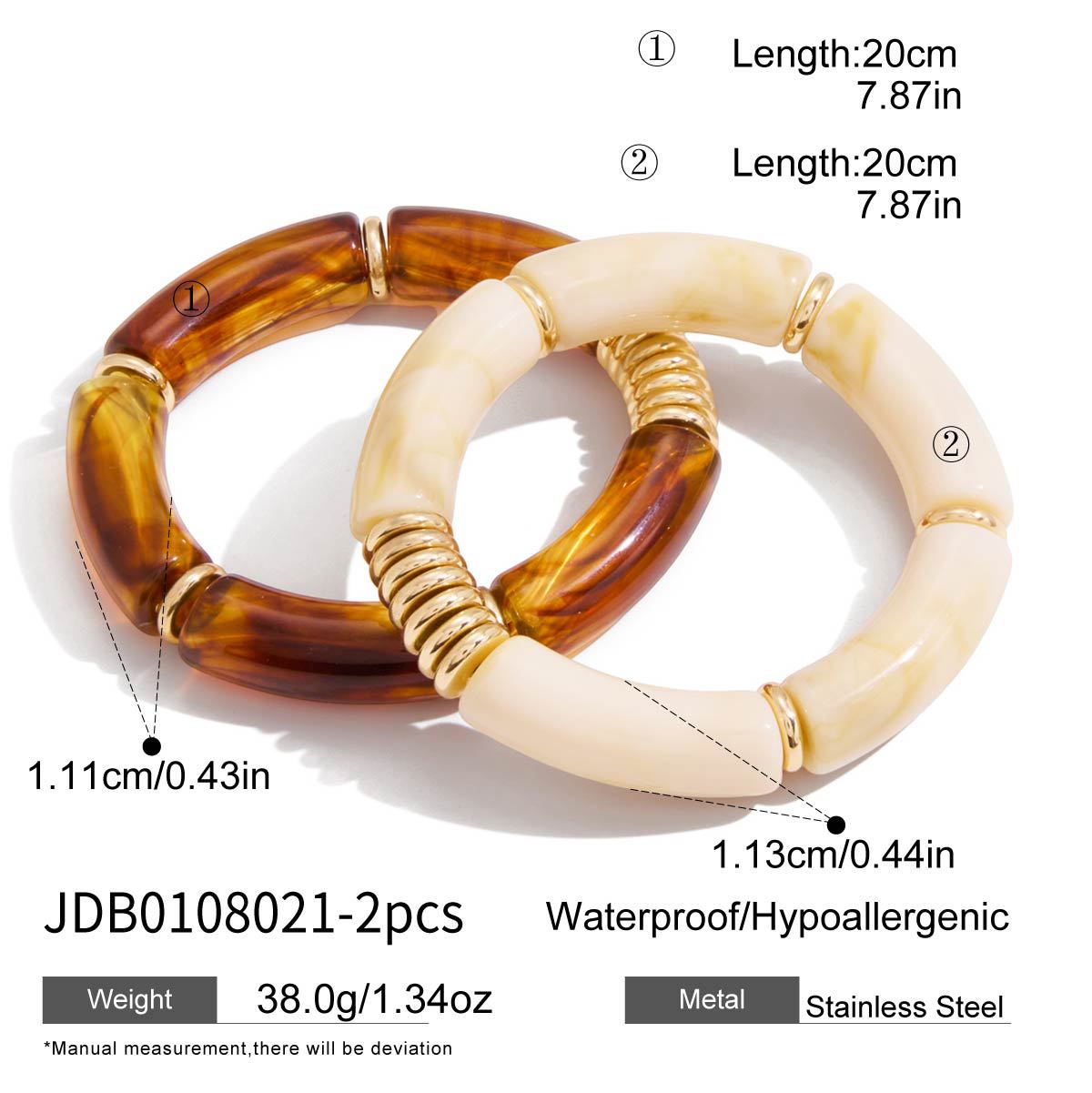 Resin Stainless Steel Bracelet in Gold-Tone styled for independent jewelry boutiques
