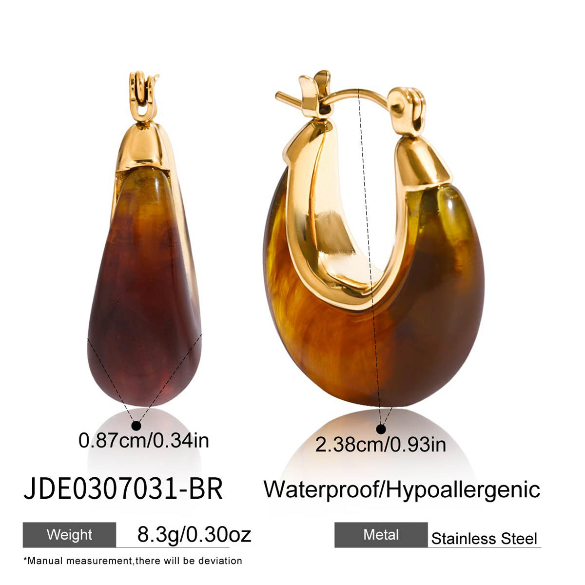 Resin Stainless Steel Bracelet in Gold-Tone with contemporary and polished details