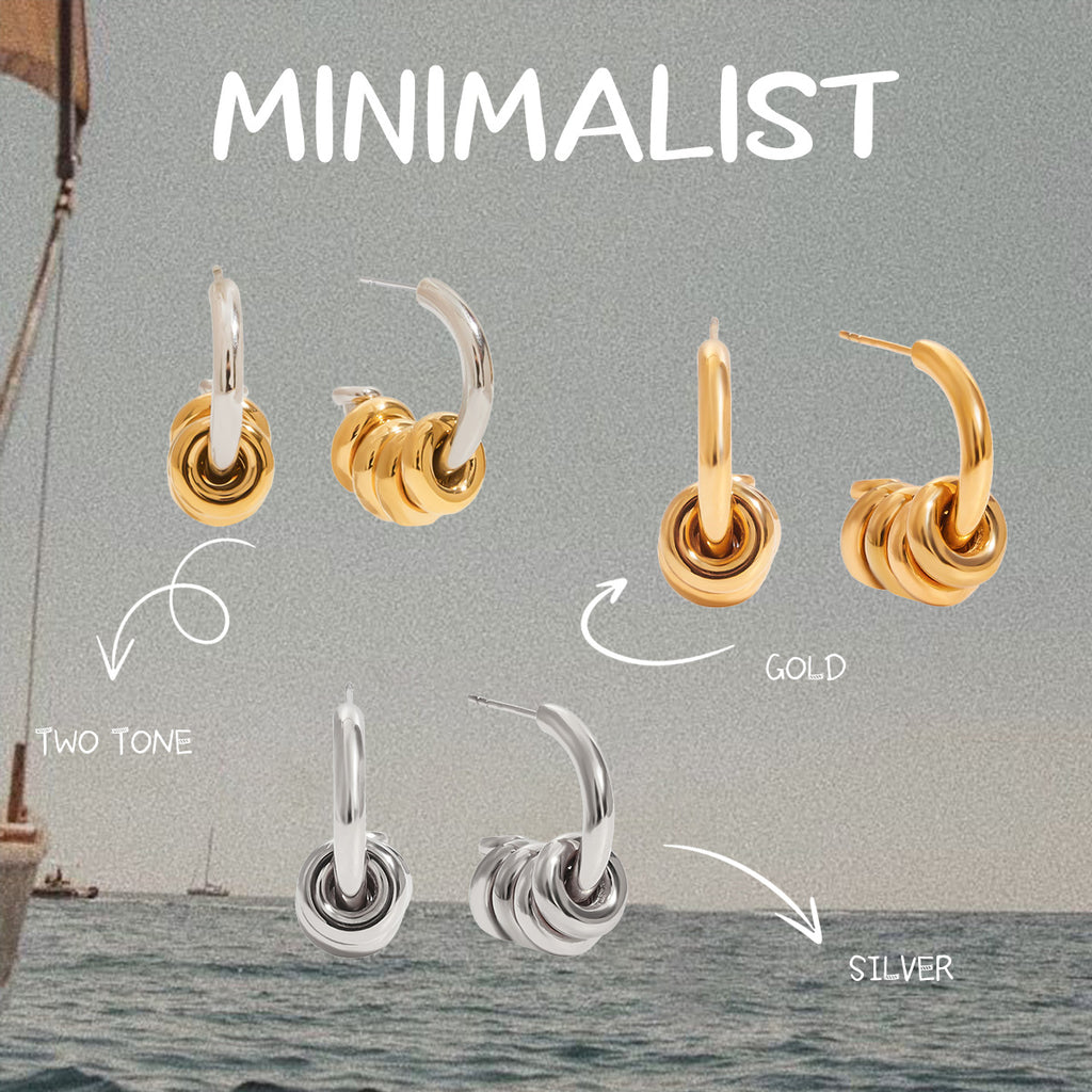 Stainless Steel Earrings in Gold-Tone — Polished Silhouette featuring contemporary detailing