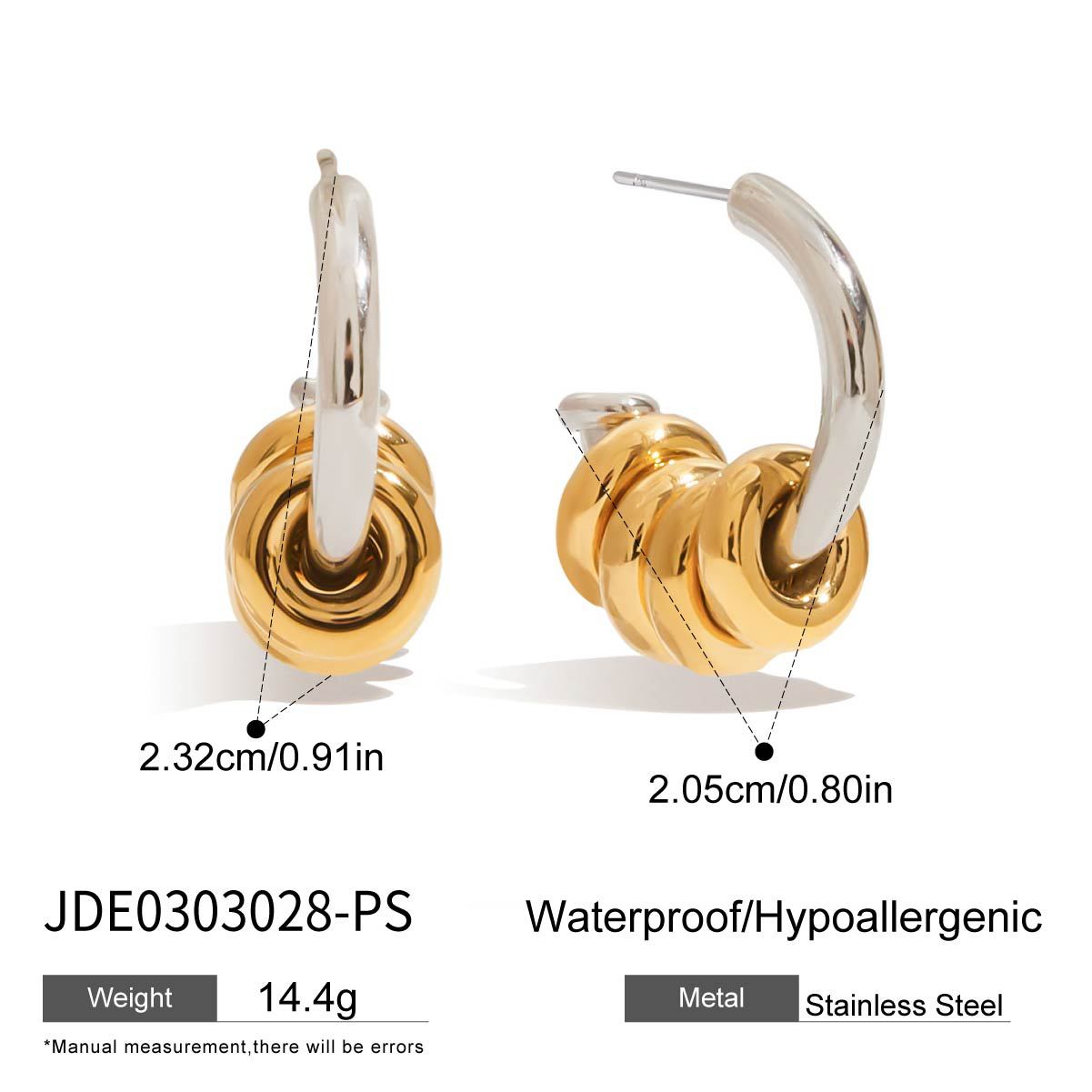 Stainless Steel Earrings in Gold-Tone — Polished Silhouette styled for independent jewelry boutiques