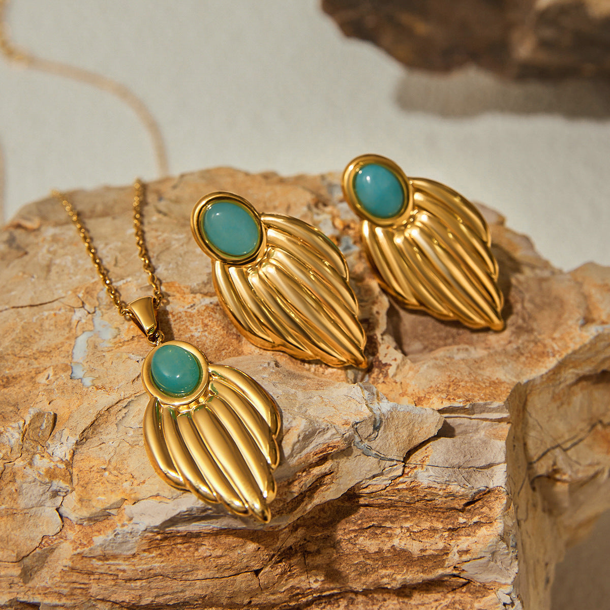 Stainless Steel Necklace in Gold-Tone — Modern Classic with polished design details