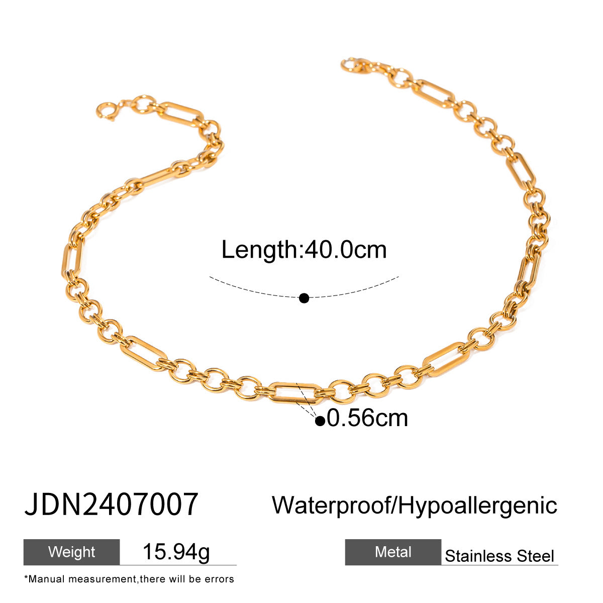 Stainless Steel Necklace in Gold-Tone — Modern Classic with a refined design profile