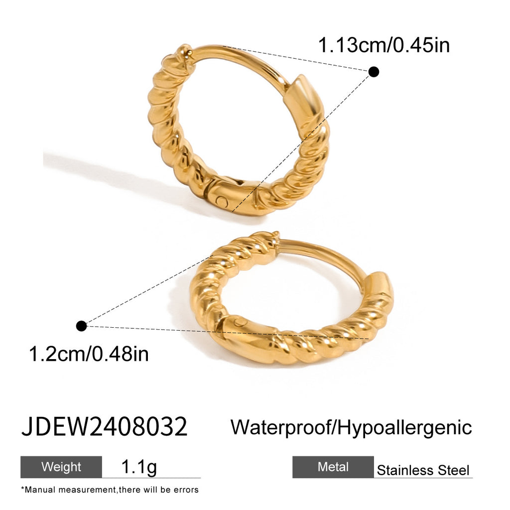 Gold-Tone Stainless Steel Pearl Hoop Earrings with a hoop design profile
