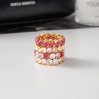 Gold-Tone Stainless Steel Ring with Cubic Zirconia Detail with cubic zirconia design details