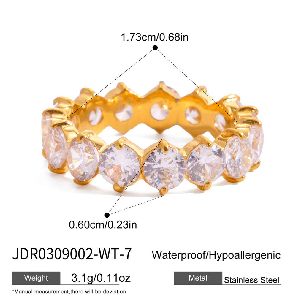 Gold-Tone Stainless Steel Ring with Cubic Zirconia Detail with gold-tone stainless steel construction