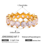Gold-Tone Stainless Steel Ring with Cubic Zirconia Detail with gold-tone stainless steel construction