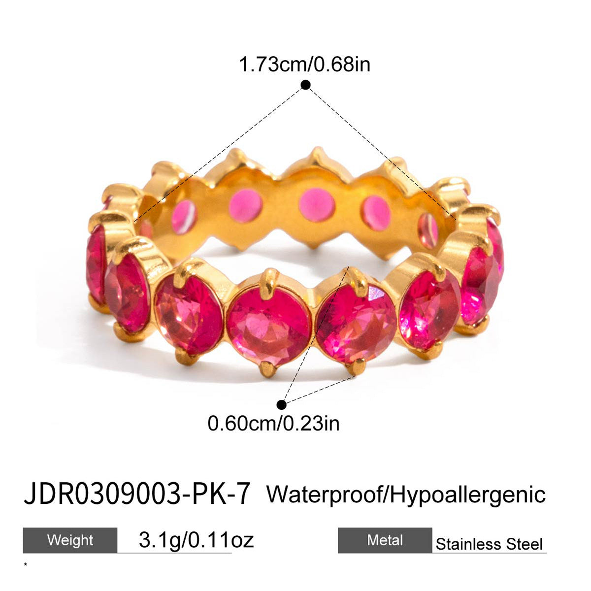 Gold-Tone Stainless Steel Ring with Cubic Zirconia Detail styled for independent jewelry boutiques