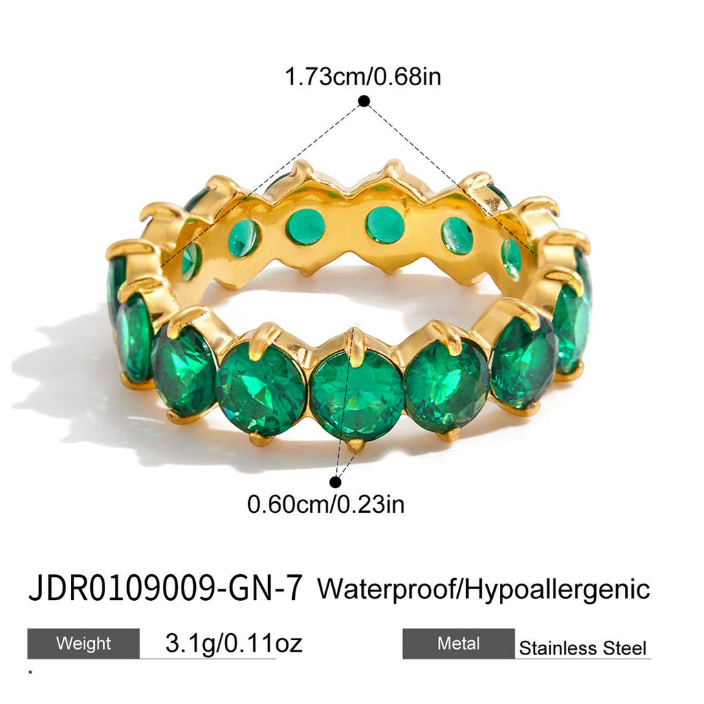 Gold-Tone Stainless Steel Ring with Cubic Zirconia Detail with a refined design profile