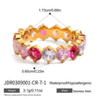 Gold-Tone Stainless Steel Ring with Cubic Zirconia Detail featuring cubic zirconia and a gold-tone finish