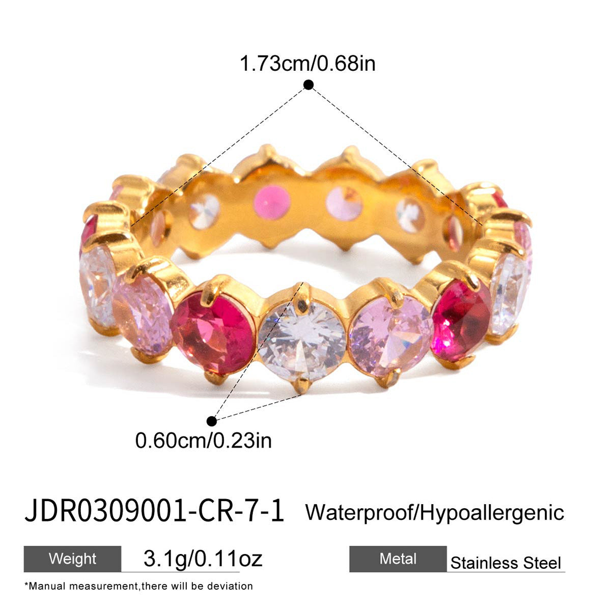 Gold-Tone Stainless Steel Ring with Cubic Zirconia Detail featuring cubic zirconia and a gold-tone finish