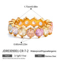 Gold-Plated Stainless Steel Ring with Cubic Zirconia Detail — material detail — jewelry finish and design detail