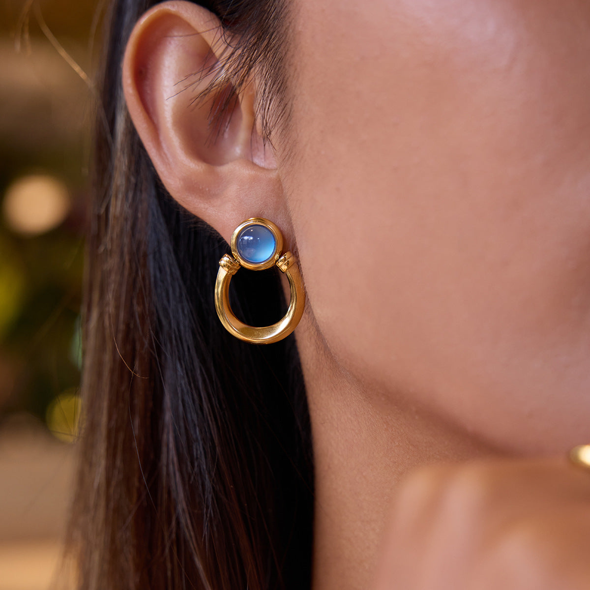Resin Gold-Tone Stainless Steel Stud Earrings featuring stud detailing
