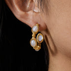 Gold-Tone Turquoise Pearl Stainless Steel Stud Earrings featuring turquoise detailing
