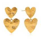 Heart Sculptural Gold-Tone Stainless Steel Earrings for private-label fashion jewelry buyers