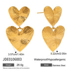 Heart Sculptural Gold-Tone Stainless Steel Earrings with gold-tone stainless steel construction