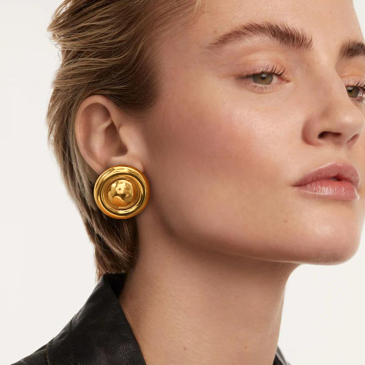 18K Gold-Tone Minimalist Stainless Steel Hoop Earrings with minimalist design details