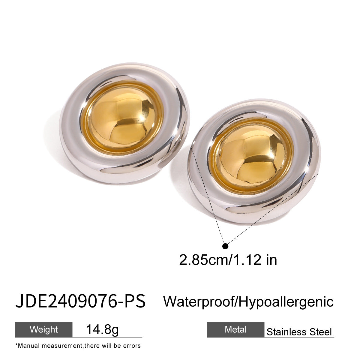 18K Gold-Tone Minimalist Stainless Steel Hoop Earrings with a hoop design profile