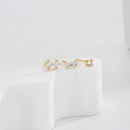 Gold-Plated 925 Sterling Silver Geometric Stud Pendant Earrings — material and finish close-up