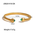 Gold-Plated Stainless Steel Cuff Bracelet with Stone Open Profile Detail — jewelry construction
