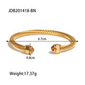 Gold-Plated Stainless Steel Cuff Bracelet with Stone Open Profile Detail — alternate product view — jewelry finish and design detail