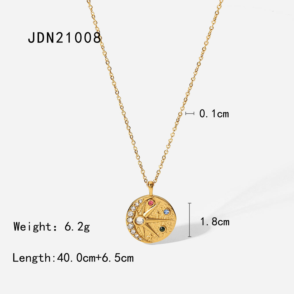 18K Gold-Tone Stainless Steel Cubic Zirconia Vintage Pendant Necklace featuring cubic zirconia and a gold-tone finish