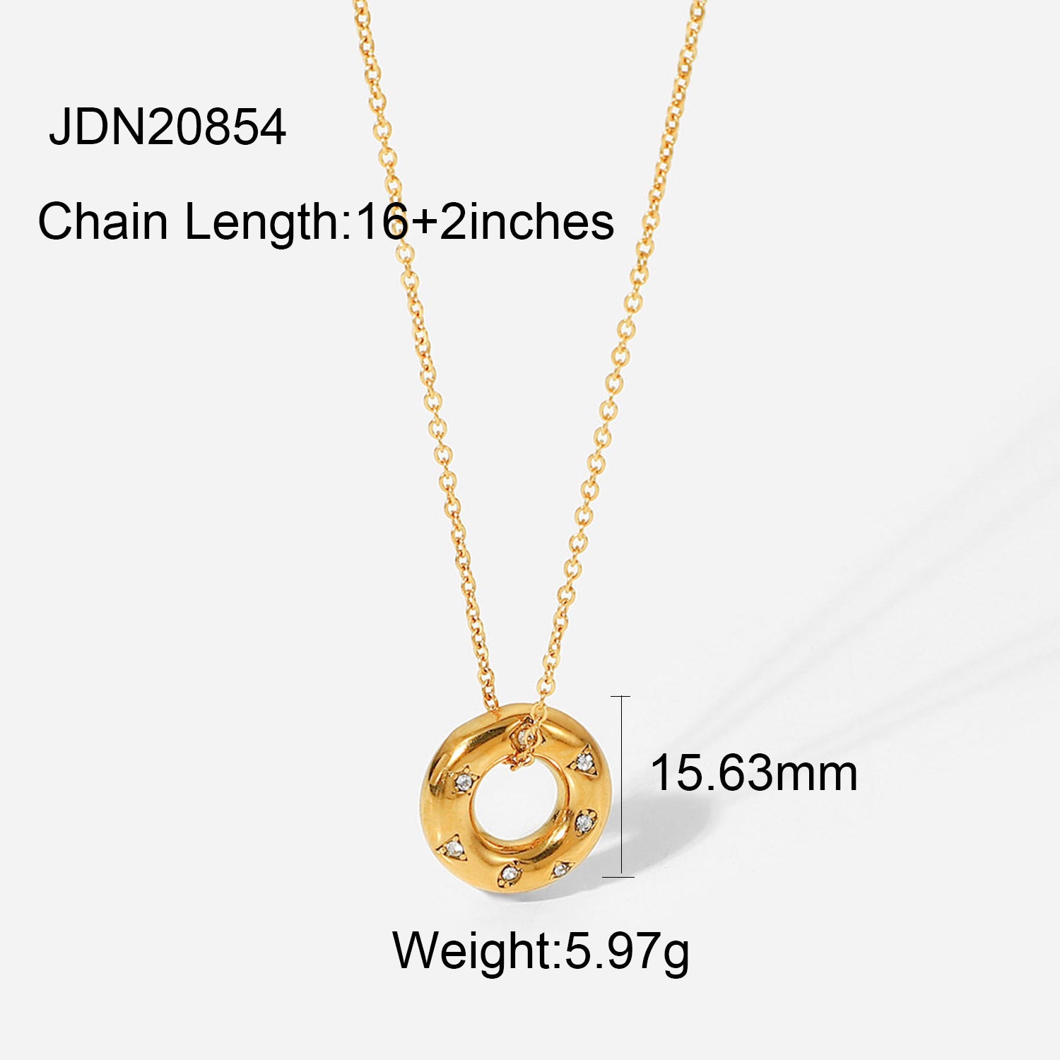 18K Gold-Tone Stainless Steel Cubic Zirconia Vintage Pendant Necklace with cubic zirconia and stone details